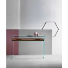 Consolle di Design in Vetro Extrachiaro con Vassoio Made in Italy – Imperativo Viadurini