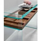 Consolle di Design in Vetro Extrachiaro con Vassoio Made in Italy – Imperativo Viadurini