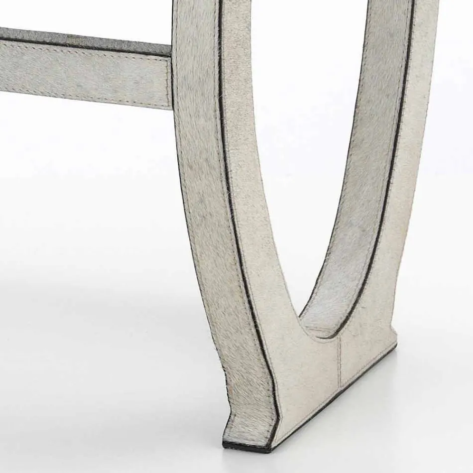 Consolle di design moderno con vassoio in cavallino grigio Felicia  Viadurini