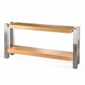 Consolle di design rettangolare doppio ripiano in legno di rovere Aida
