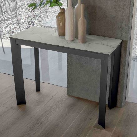 Consolle Estensibile da Esterno con Base in Metallo e Piano in Hpl - Aghetto Viadurini
