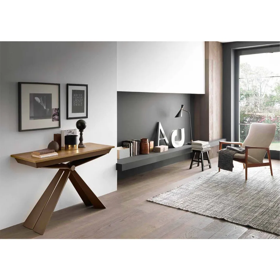 Consolle in Legno e Metallo Allungabile Fino 295 cm Made in Italy - Timedio Viadurini