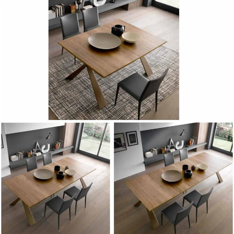 Consolle in Legno e Metallo Allungabile Fino 295 cm Made in Italy - Timedio Viadurini