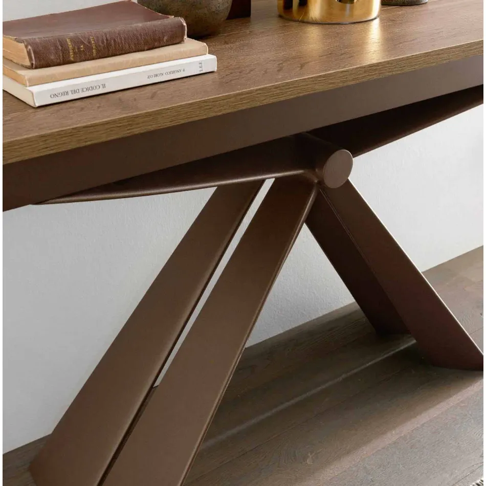 Consolle in Legno e Metallo Allungabile Fino 295 cm Made in Italy - Timedio Viadurini
