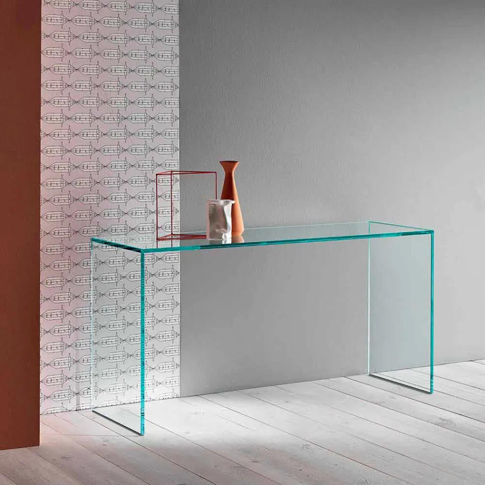 Consolle in Vetro Extrachiaro Design Minimale Elegante 2 Dimensioni - Selex Viadurini