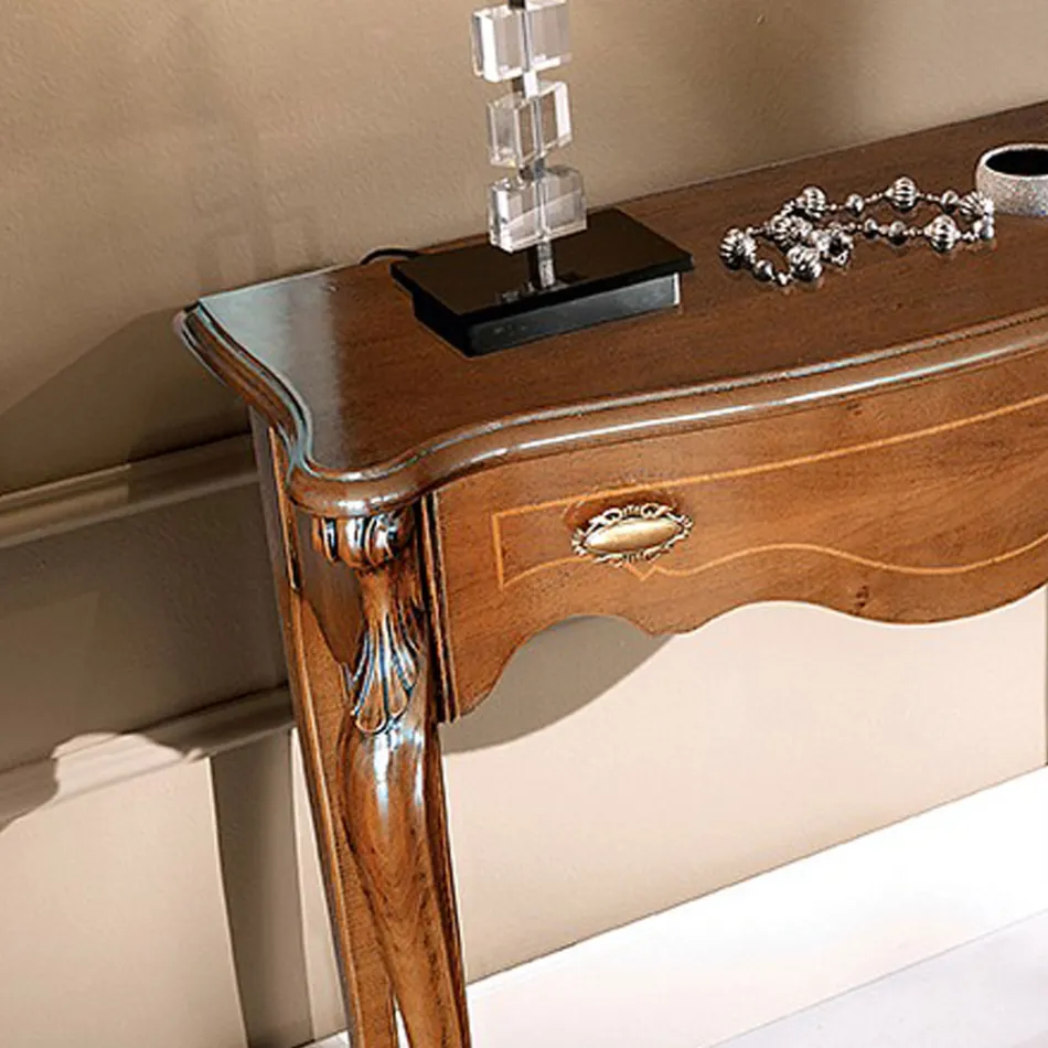 Consolle Ingresso Classica Legno con Cassetto Made in Italy - Ottaviano Viadurini