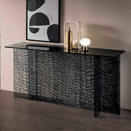 Consolle Ingresso di Design Vetro Extrachiaro Decorato Made in Italy – Sestola Viadurini