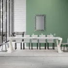 Consolle Moderna Allungabile a 300 cm con Telaio Bianco Made in Italy - Specchio Viadurini