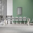 Consolle Moderna Allungabile a 300 cm con Telaio Bianco Made in Italy - Specchio Viadurini