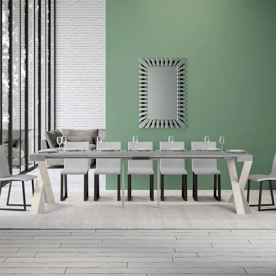 Consolle Moderna Allungabile a 300 cm con Telaio Bianco Made in Italy - Specchio Viadurini
