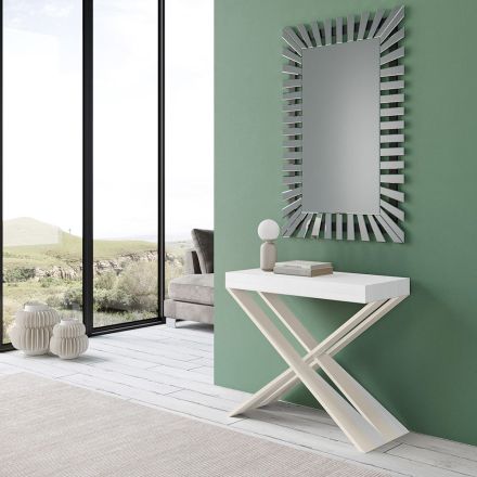 Consolle Moderna Allungabile a 300 cm con Telaio Bianco Made in Italy - Specchio Viadurini
