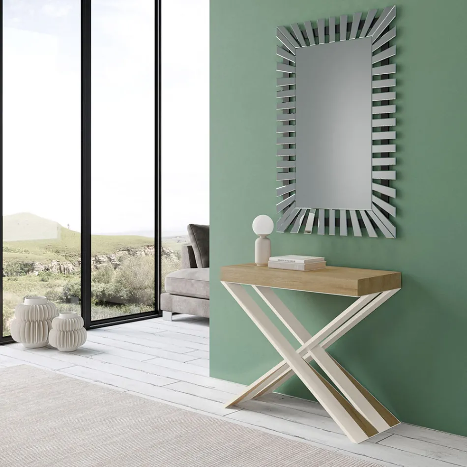 Consolle Moderna Allungabile a 300 cm con Telaio Bianco Made in Italy - Specchio Viadurini