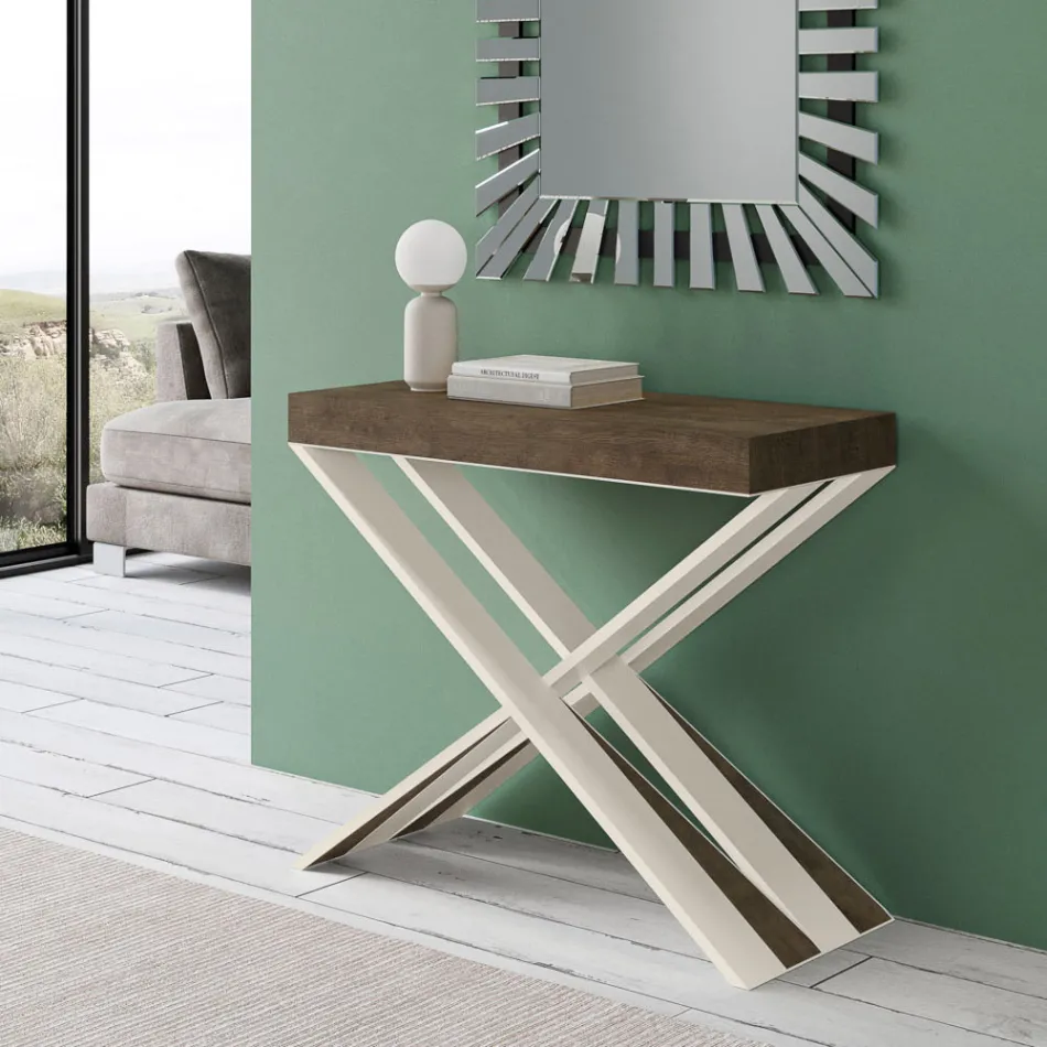 Consolle Moderna Allungabile a 300 cm con Telaio Bianco Made in Italy - Specchio Viadurini