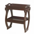 Consolle moderna con vassoio Walter, rivestimento in cuoio marrone