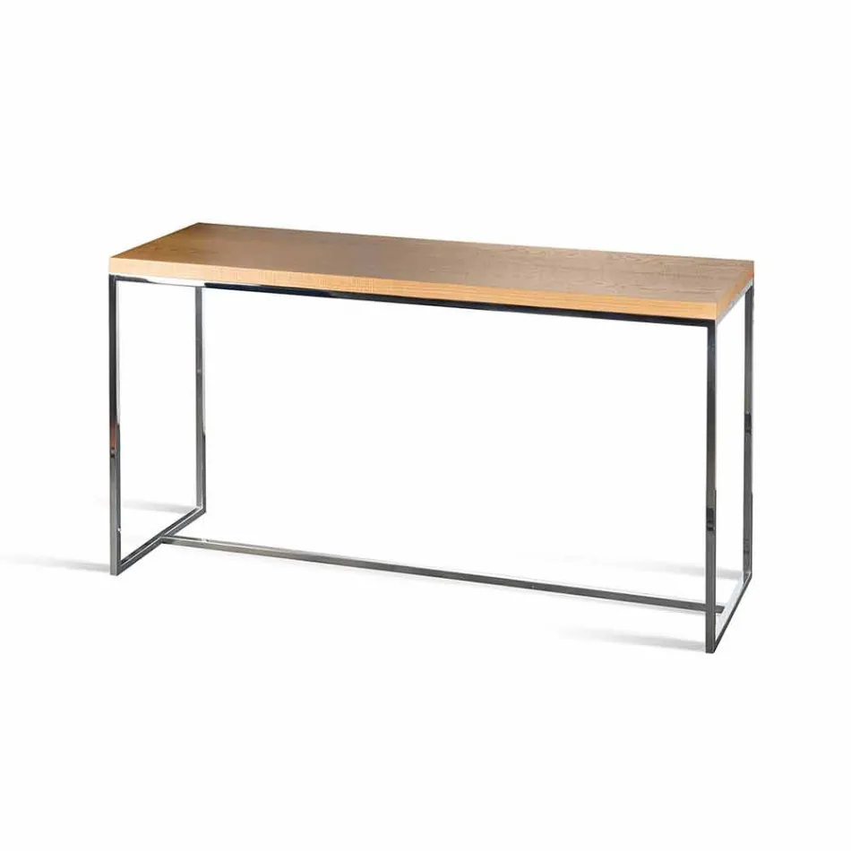 Consolle rettangolare in legno e metallo 100% Made in Italy Flora Viadurini