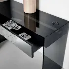 Consolle Scrivania di Design in Vetro Fumè con Cassetto Made in Italy – Mantra Viadurini