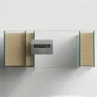 Consolle Scrivania in Vetro Extrachiaro e Legno Made in Italy - Damiano Viadurini