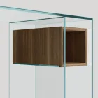 Consolle Scrivania in Vetro Extrachiaro e Legno Made in Italy - Damiano Viadurini