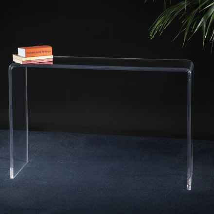 Consolle Soggiorno in Cristallo Acrilico Trasparente Minimale - Amedea Viadurini