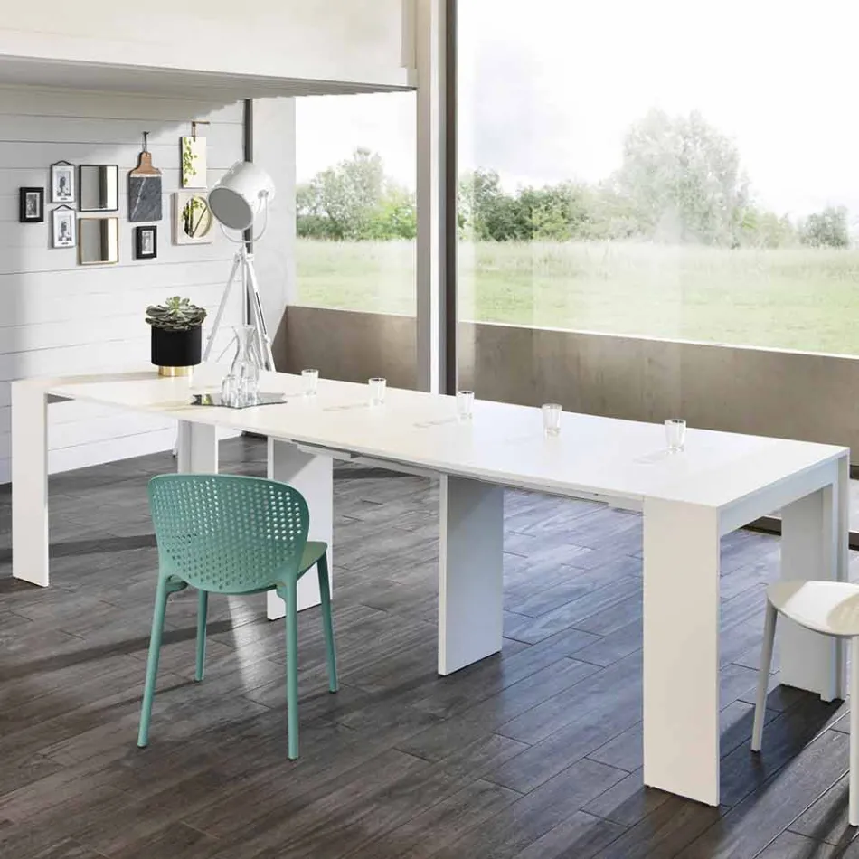 Consolle/Tavolo da pranzo allungabile, l. 42,50/302,50xp.90 cm, Alvaro Viadurini
