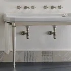 Consolle Vintage da Bagno L 135 cm Vasca Doppia Ceramica Made in Italy – Nausica Viadurini