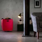 Contenitore portalegna in cuoio di design Botte, made in Italy Viadurini