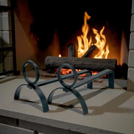 Coppia di Alari per il Camino in Metallo Altezza 21 cm Made in Italy - Sari Viadurini