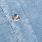 Copripiumone Matrimoniale in Lino Leggero Azzurro con Bottoni e Patella - Ljuba Viadurini