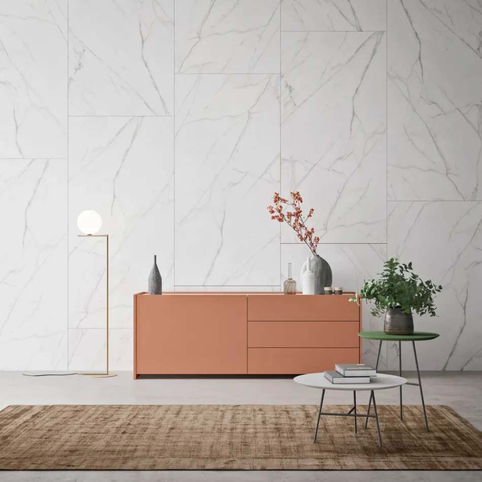 Credenza 1 Anta e 3 Cassetti in Legno Ecologico Lusso Made in Italy - Lidia Viadurini