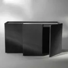 Credenza a 2 ante nera con 2 ante e cassettone estraibile Flora Viadurini