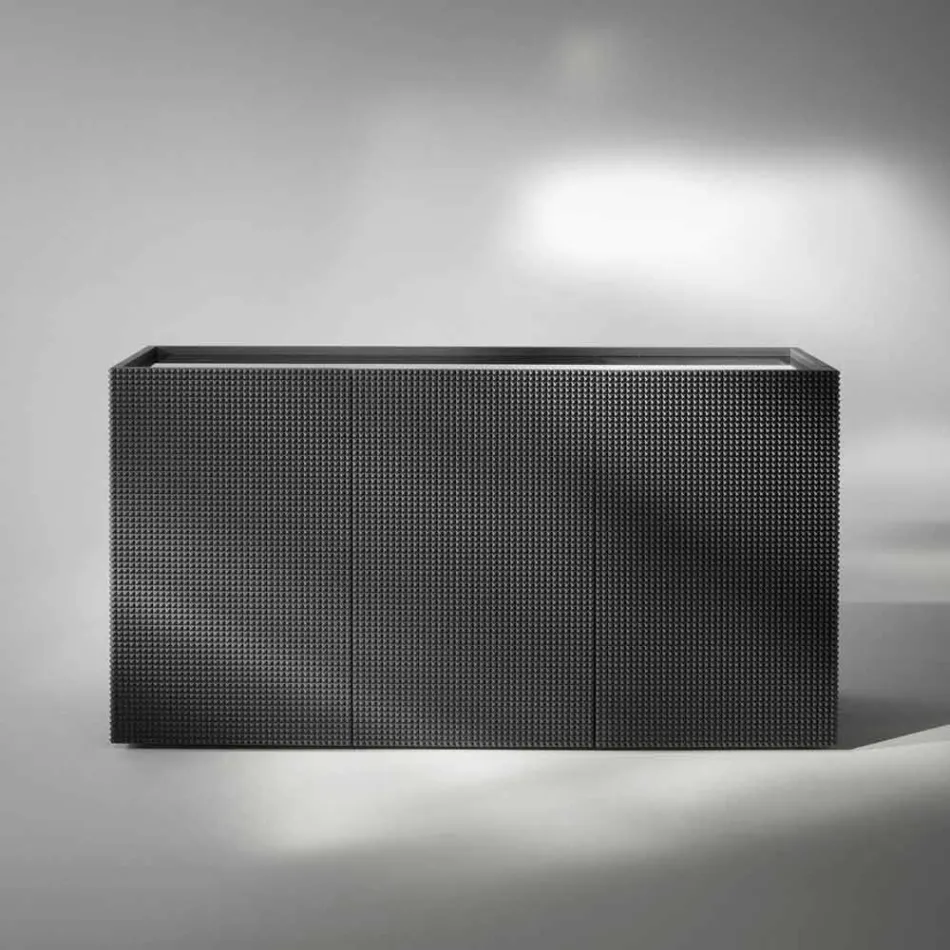 Credenza a 2 ante nera con 2 ante e cassettone estraibile Flora Viadurini