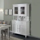 Credenza Alta con Vetrina da Soggiorno in Legno Made in Italy - Bran Viadurini