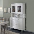 Credenza Alta con Vetrina da Soggiorno in Legno Made in Italy - Bran