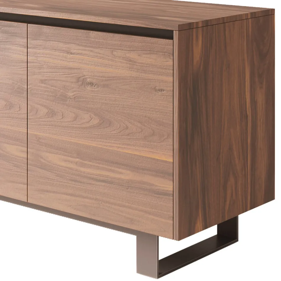 Credenza Alta in Legno con Base in Metallo Made in Italy - Berta Viadurini