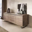 Credenza Alta in Legno con Base in Metallo Made in Italy - Berta Viadurini