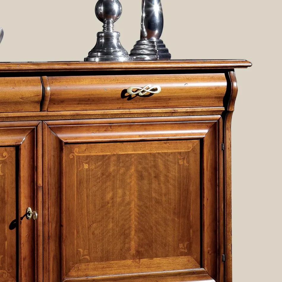 Credenza Classica da Soggiorno in Legno di Noce Made in Italy - Helisa Viadurini