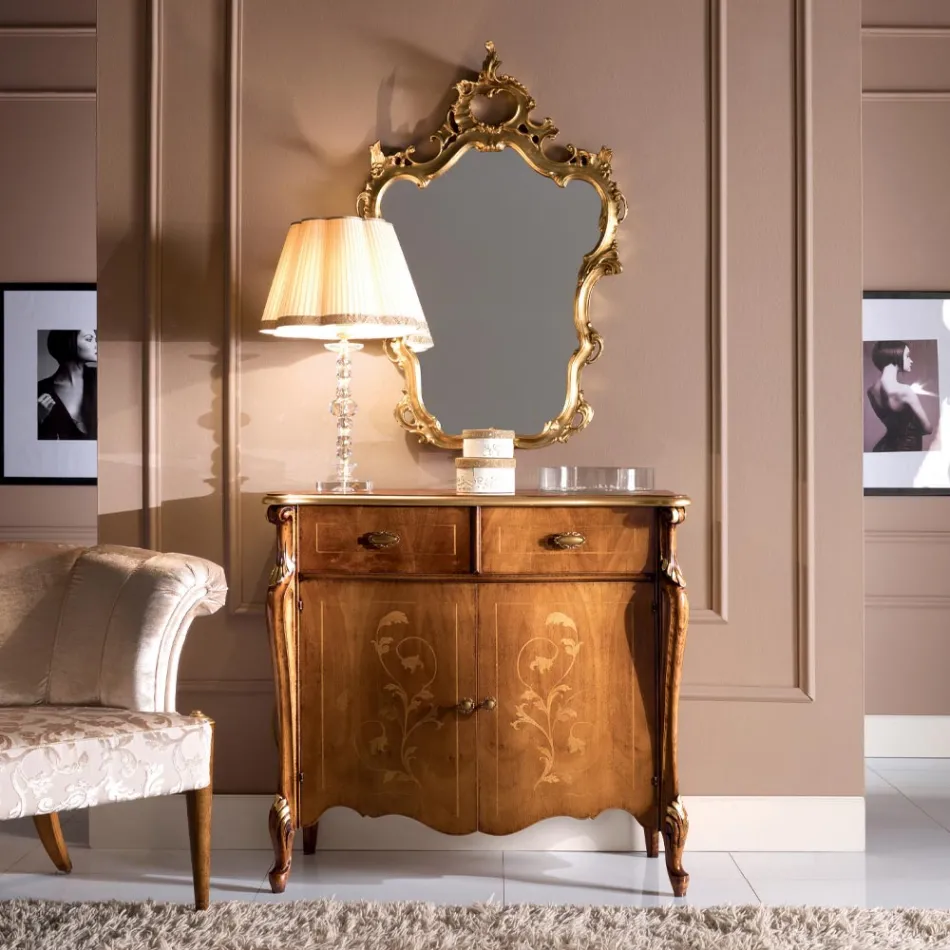 Credenza Classica da Soggiorno Legno con Intarsi Made in Italy - Ottaviano Viadurini