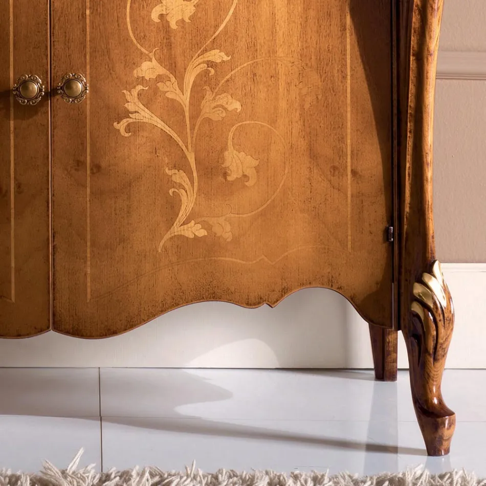 Credenza Classica da Soggiorno Legno con Intarsi Made in Italy - Ottaviano Viadurini