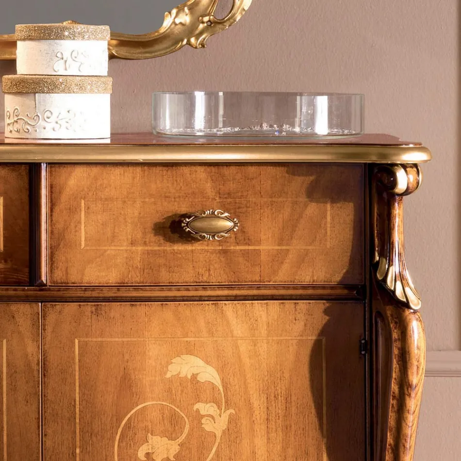 Credenza Classica da Soggiorno Legno con Intarsi Made in Italy - Ottaviano Viadurini