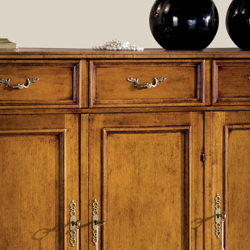 Credenza Classica in Legno Noce Bassano di Lusso Made in Italy - Richard Viadurini