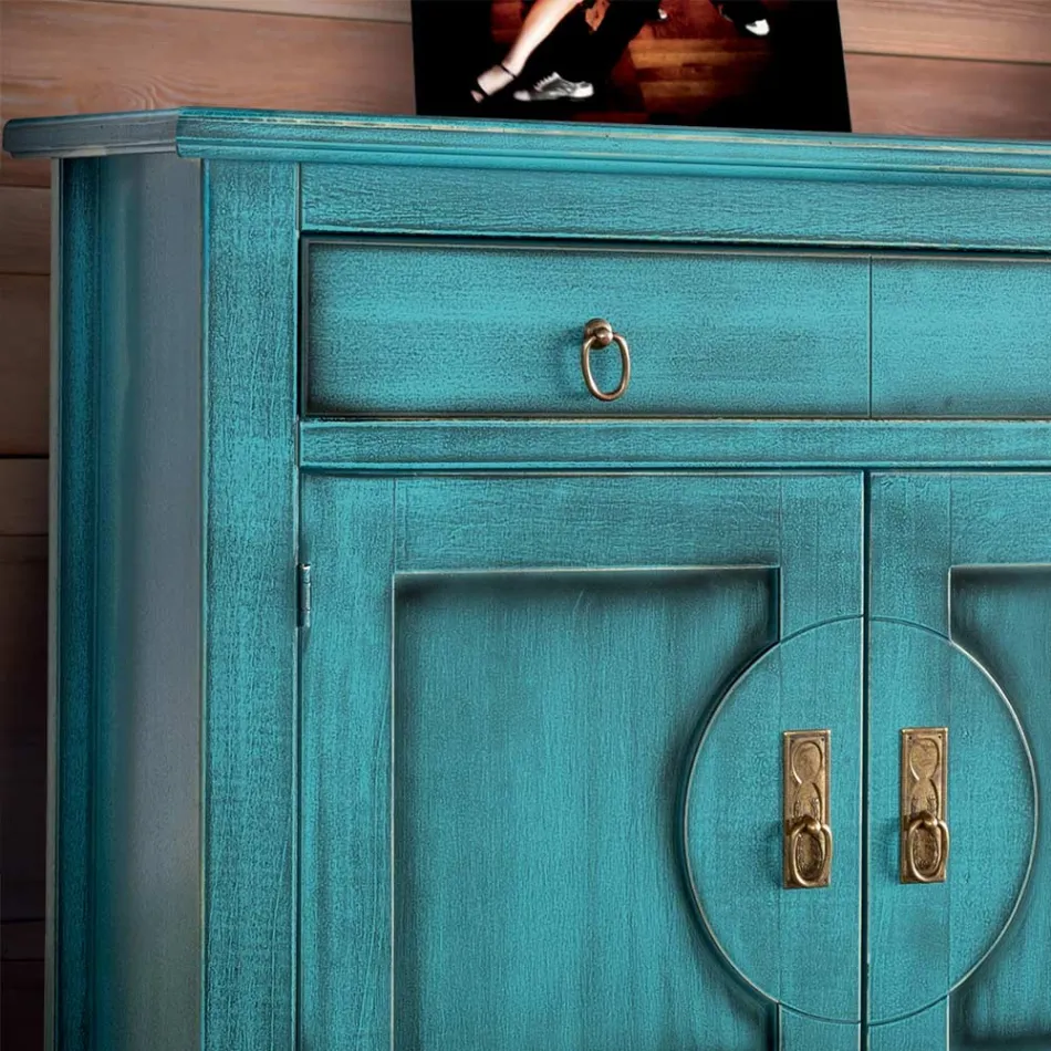 Credenza con 3 Ante e 3 Cassetti in Diverse Finiture Made in Italy - Ganesha Viadurini