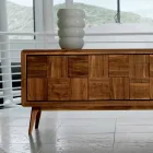 Credenza con 3 ante in legno di noce massello design moderno Nensi Viadurini