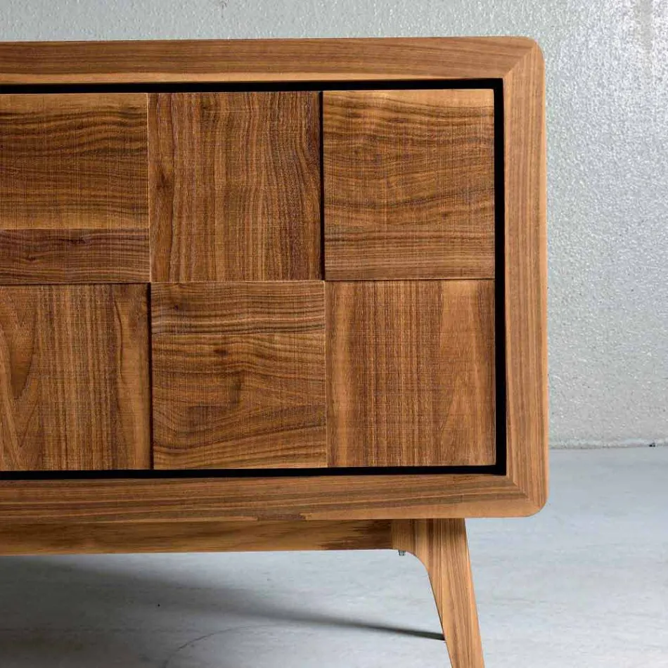 Credenza con 3 ante in legno di noce massello design moderno Nensi Viadurini