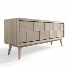 Credenza con 3 ante in legno di noce massello design moderno Nensi Viadurini