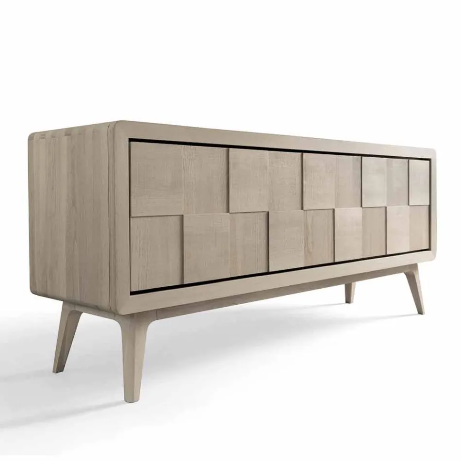 Credenza con 3 ante in legno di noce massello design moderno Nensi Viadurini