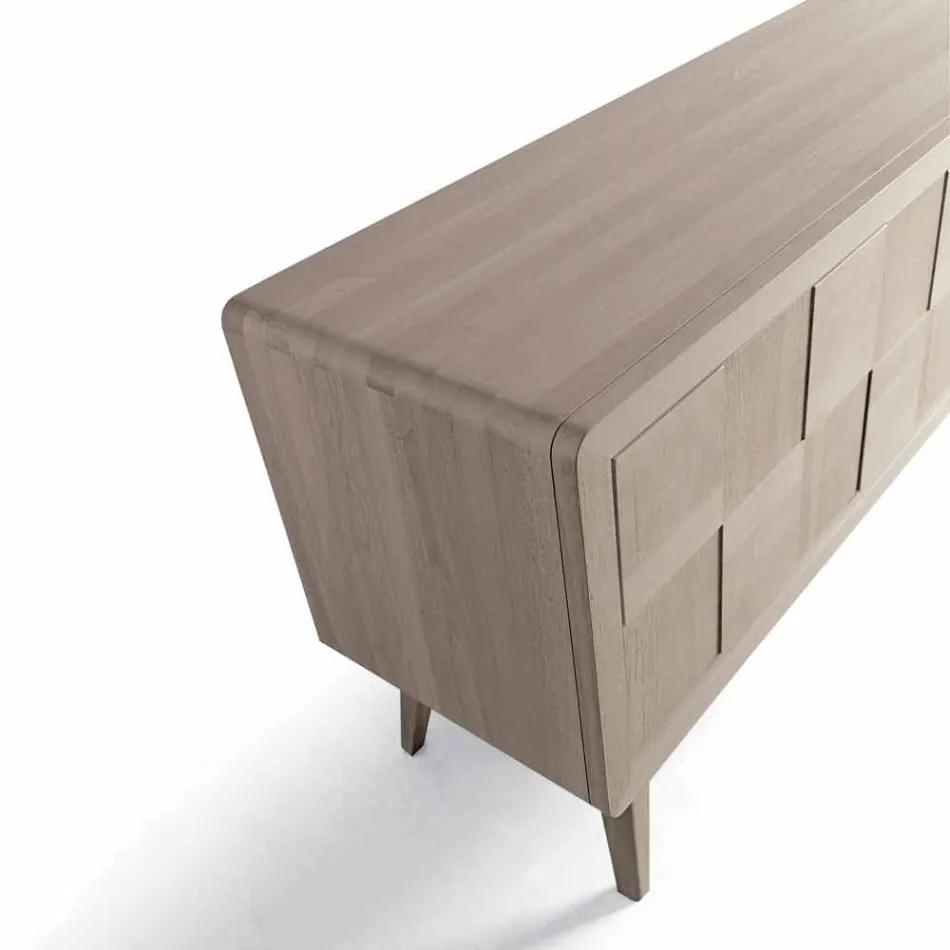 Credenza con 3 ante in legno di noce massello design moderno Nensi Viadurini
