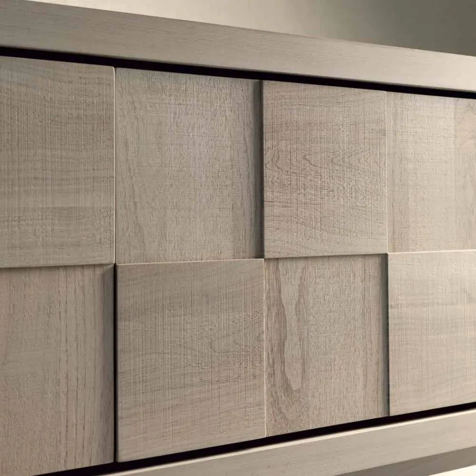 Credenza con 3 ante in legno di noce massello design moderno Nensi Viadurini