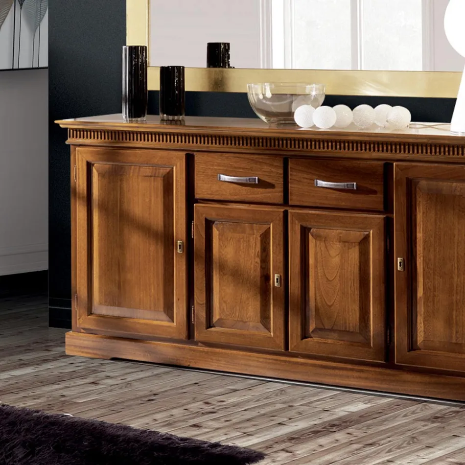 Credenza con 4 Ante e 2 Cassetti in Legno Bassano Made in Italy - Tanit Viadurini