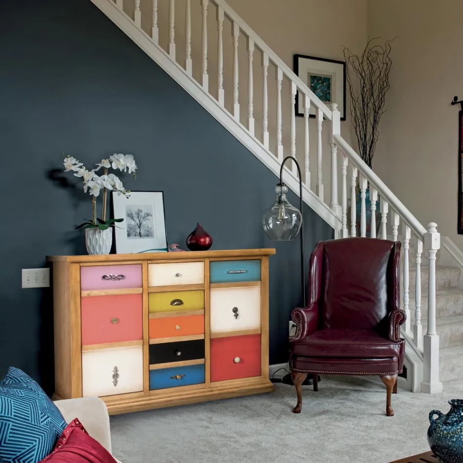 Credenza con Cassetti Tutti Colorati e Maniglie Diverse Made in Italy - Shiva Viadurini
