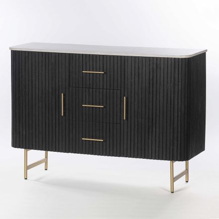 Credenza con Piano in Marmo e Struttura in Legno di Mango - Pescatore Viadurini